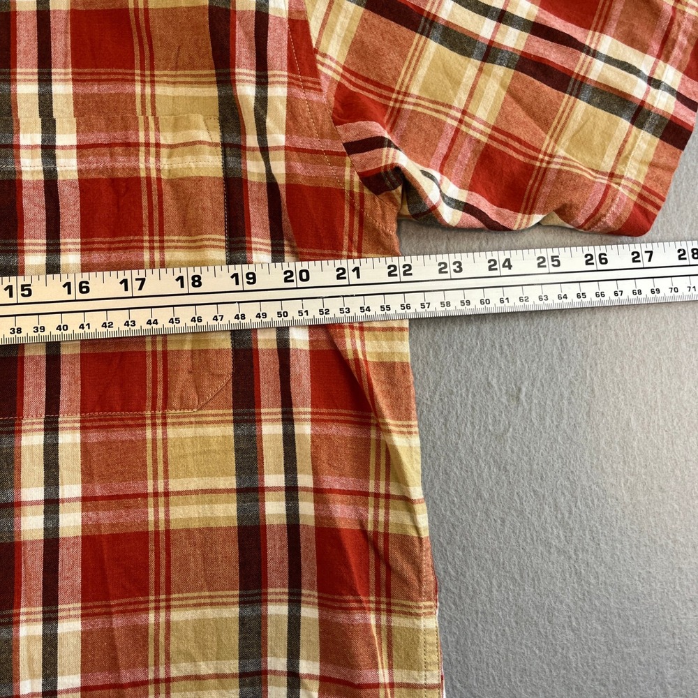 Pendleton Seaside Shirt Mens Red Tan Plaid Short Sleeve Button Down Cotton Large - Picture 3 of 5